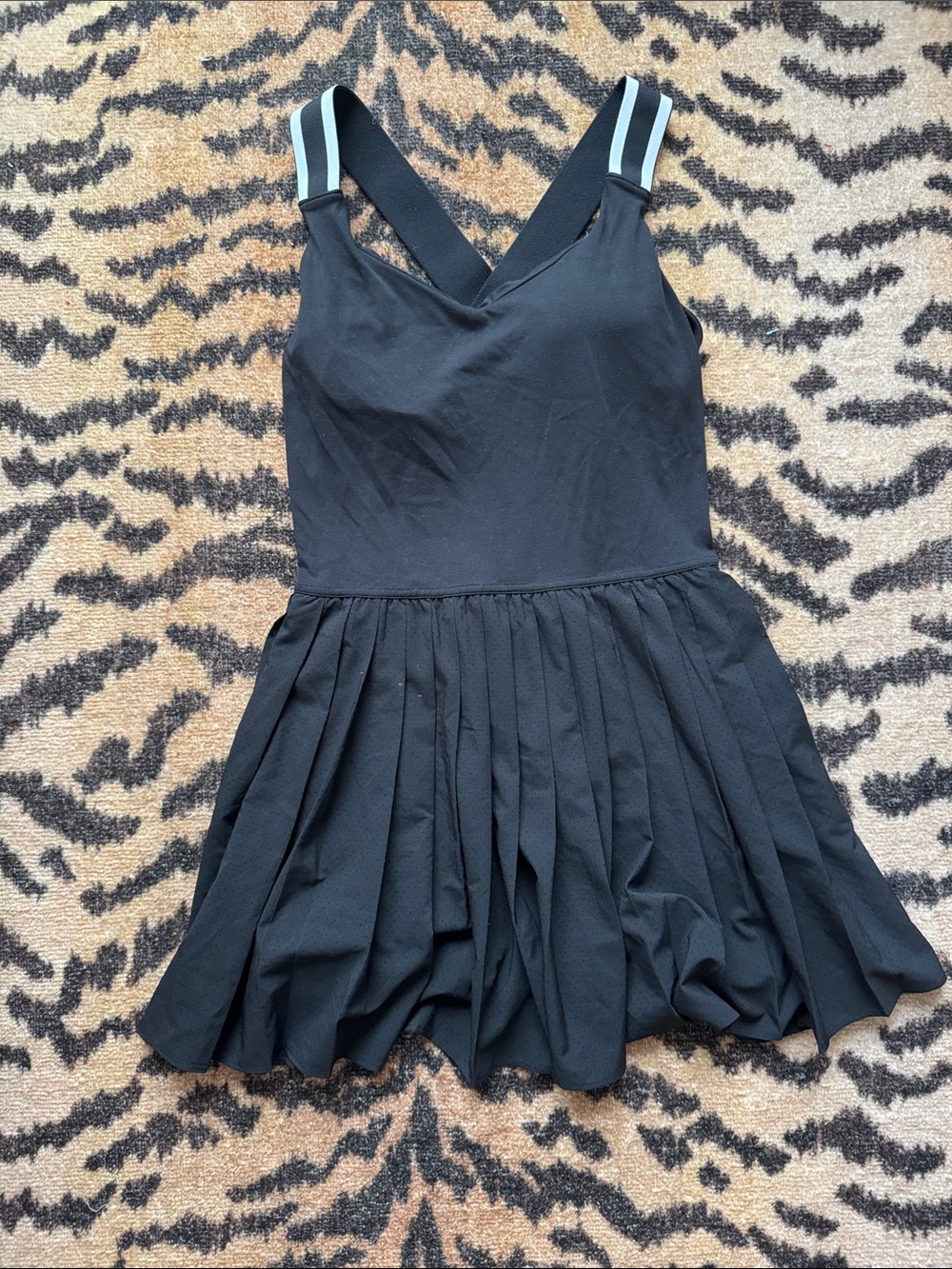 Black Pleated Mini Dress with Sporty Straps